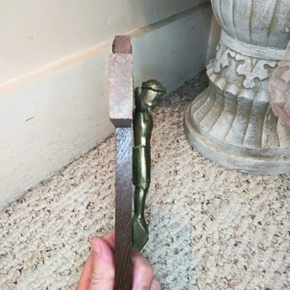 Antique Wood & Brass Small Wall Hanging Crucifix Made In Germany - Picture 3 of 10